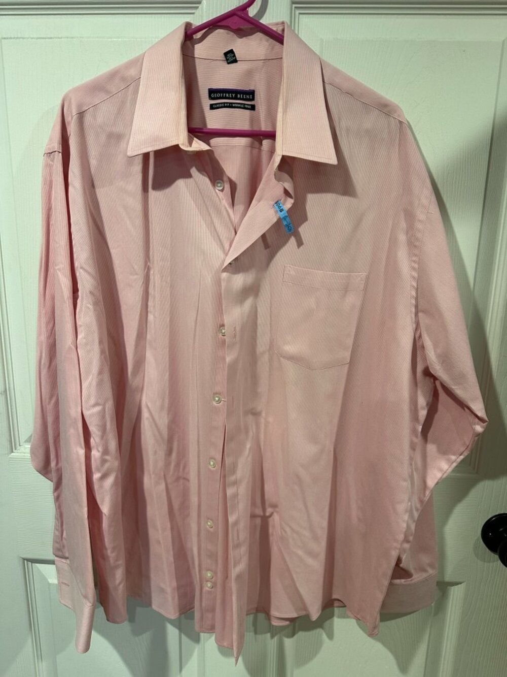 Geoffrey Beene Mens Dress Shirt Pink Classic Fit Size XXL 18.5 - 34/35 338